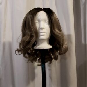 Dark Ash Short Curly Synthetic Lace Front Wig